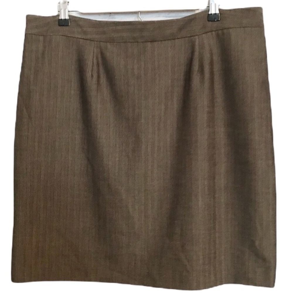 Jaclyn Smith Plus Size Brown Herring Bone Print Split Lined Pencil Skirt Size 16